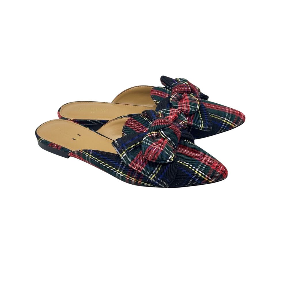 J. Crew Colorful Women’s Plaid Bow Mules Size 6 Pre-Owned